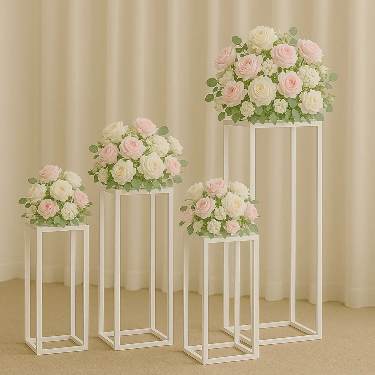 lej Dekorationsstativ sæt til blomster mv. | Rektangulære metalstativer | Hvid | 4 stk.