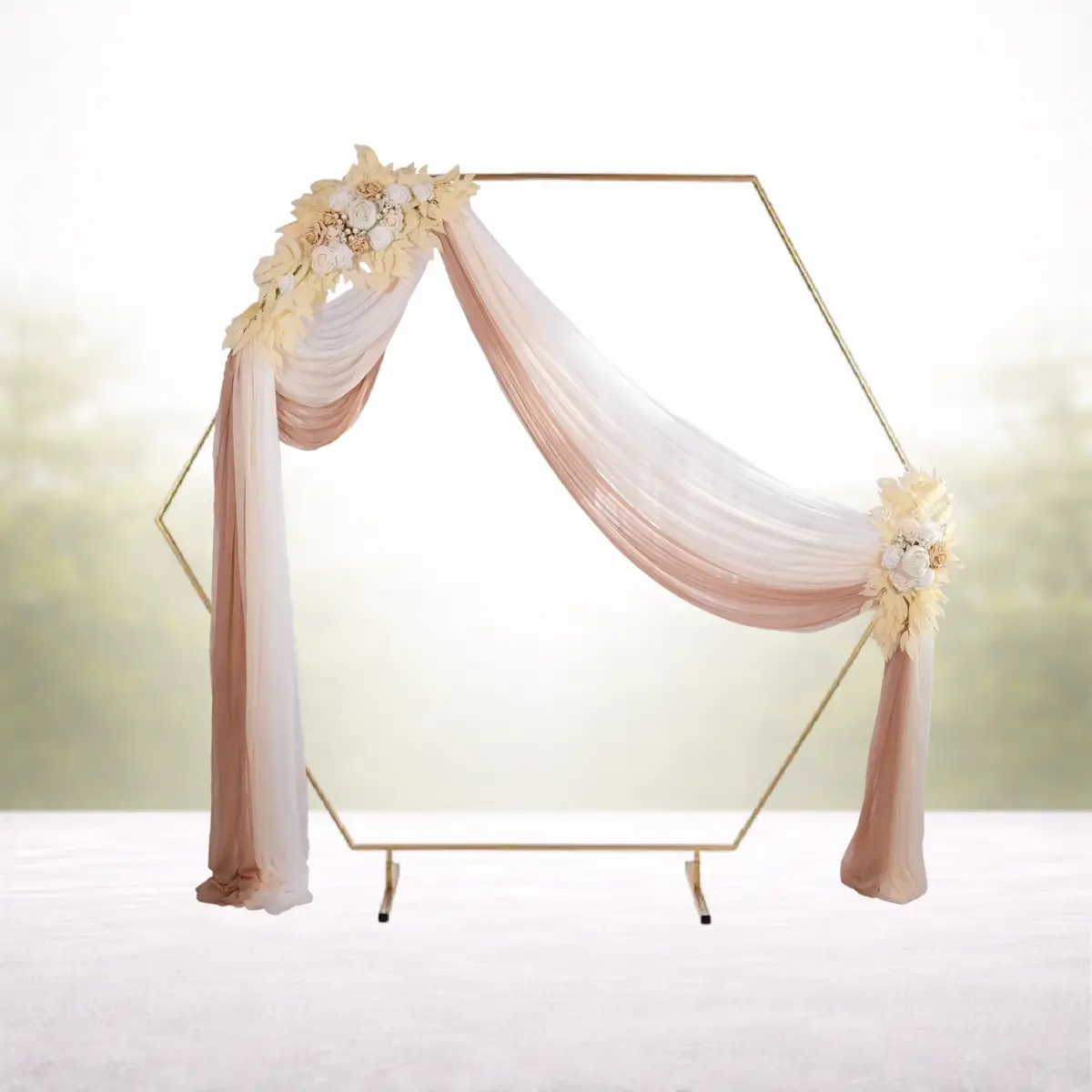 Classic Neutral på guld sekskantet bue hvid (1) lej pakke Classic Neutral på guld sekskantet bue