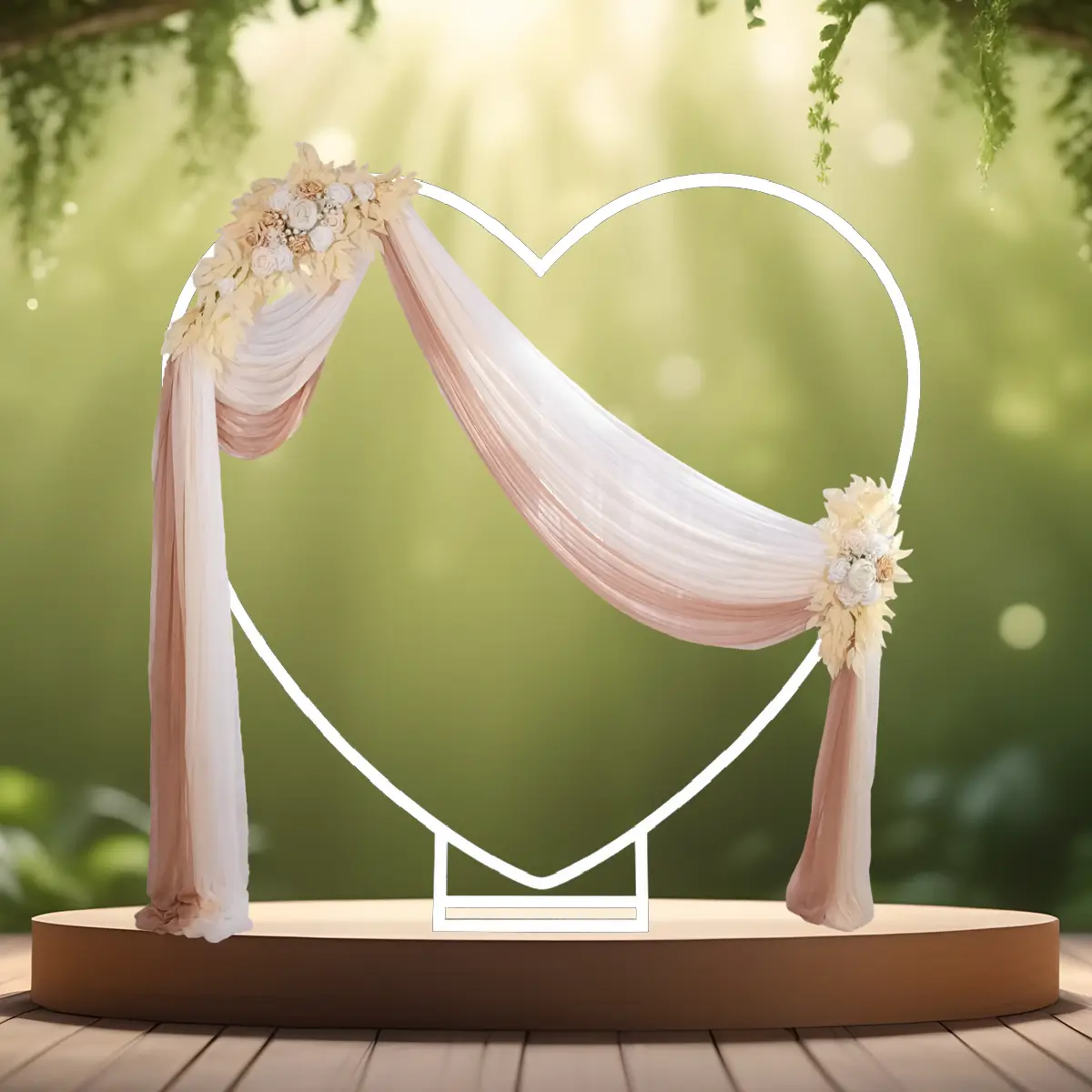 lej pakke Classic natural på hjerteformet hvid bue