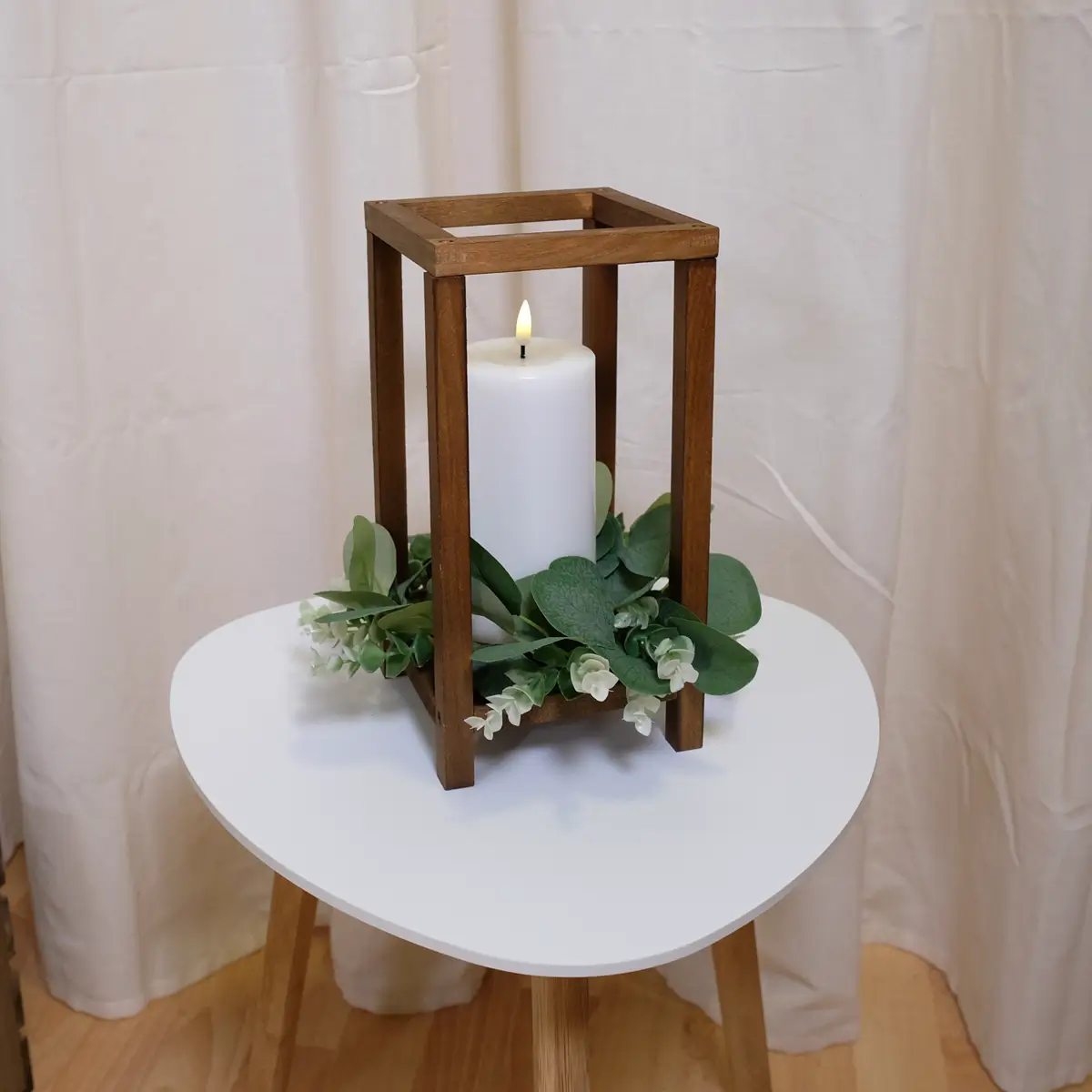 lej Rustik trælysestage til bloklys | Rektangulær træ lysestage / centerpiece | Træ lanterne