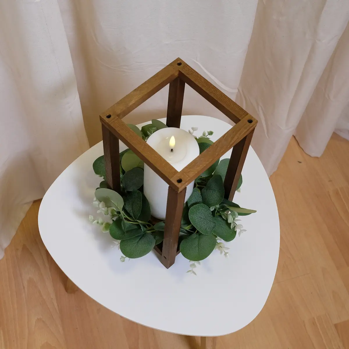 DSCF5169 c (1) lej Rustik trælysestage til bloklys | Rektangulær træ lysestage / centerpiece | Træ lanterne