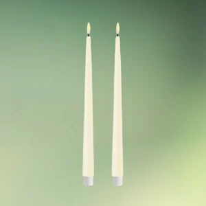 lej Deluxe Homeart stearin Real Flame LED Kertelys 28 cm creme 2 stk.