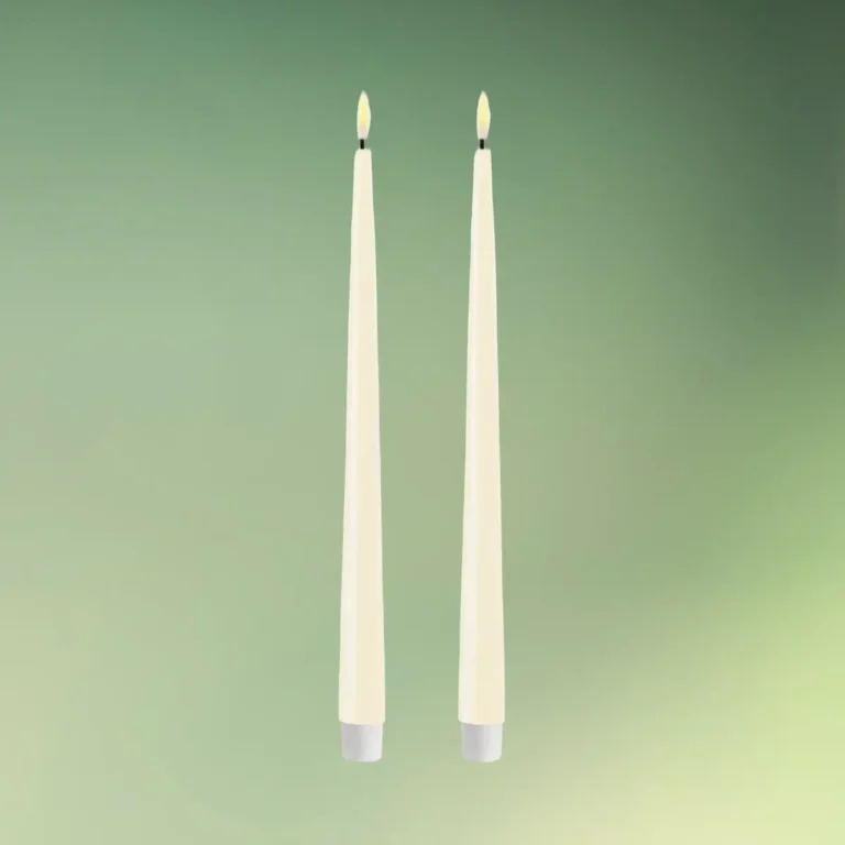 lej Deluxe Homeart stearin Real Flame LED Kertelys 28 cm creme 2 stk.