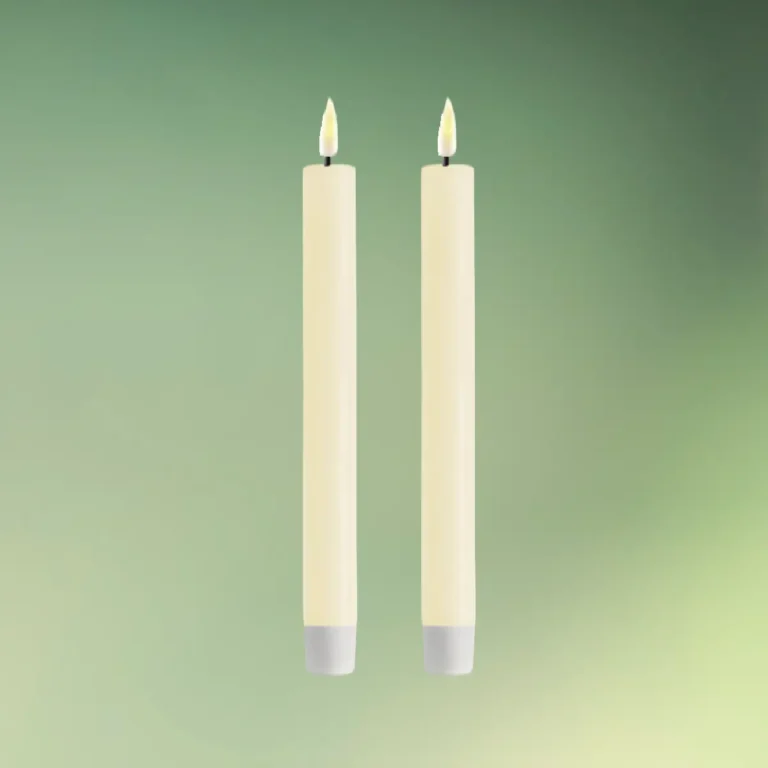 lej Deluxe Homeart stearin Real Flame LED Kronelys 24 cm creme 2 stk.