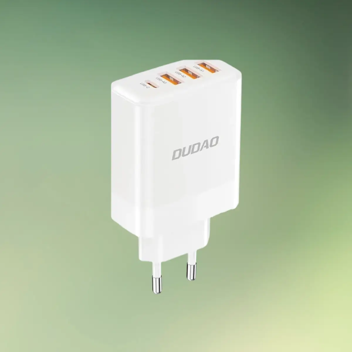 USB oplader | 4 porte | USB-A og USB-C | Hvid | Stik til USB lyskæder | Dudao