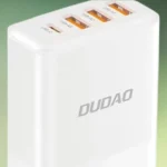 USB oplader | 4 porte | USB-A og USB-C | Hvid | Stik til USB lyskæder | Dudao