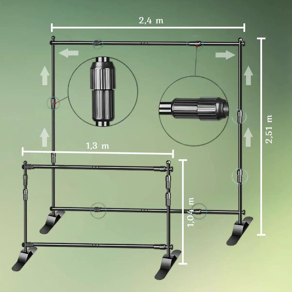 EMART Baggrundsstativ 2,4 x 2,4 m mål (1) lej EMART Baggrundsstativ 2,4 x 2,4 m taske til blomstervæg paneler eller banner