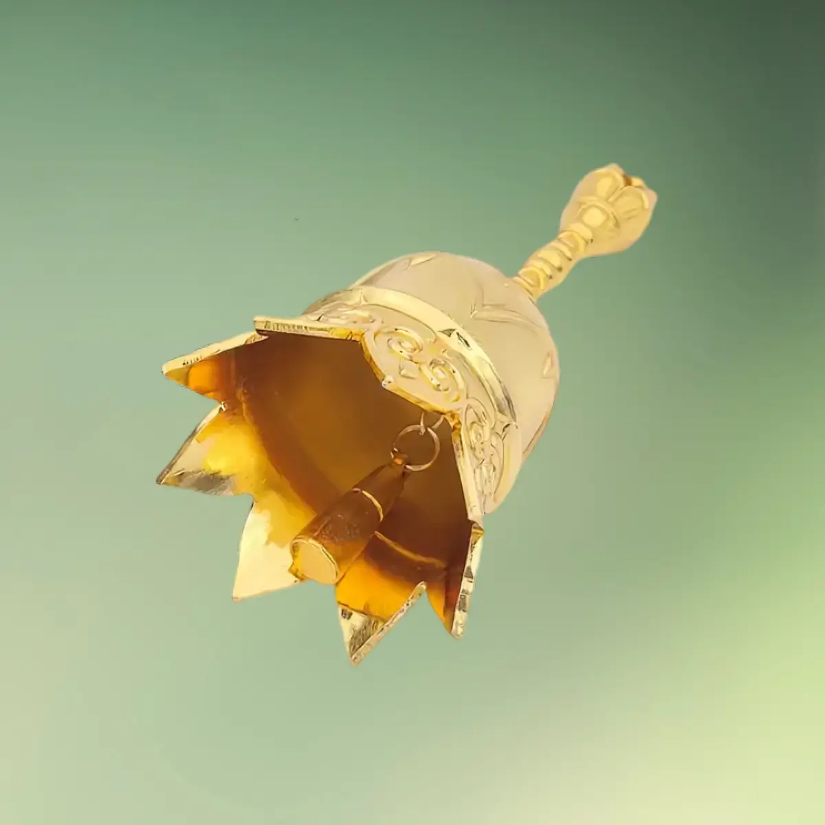 Elegant Lotus Klokke Håndklokke - gylden liggende (1) lej Toastmaster klokke | Dirigentklokke | Håndklokke til taler | Guldfarvet lotus klokke