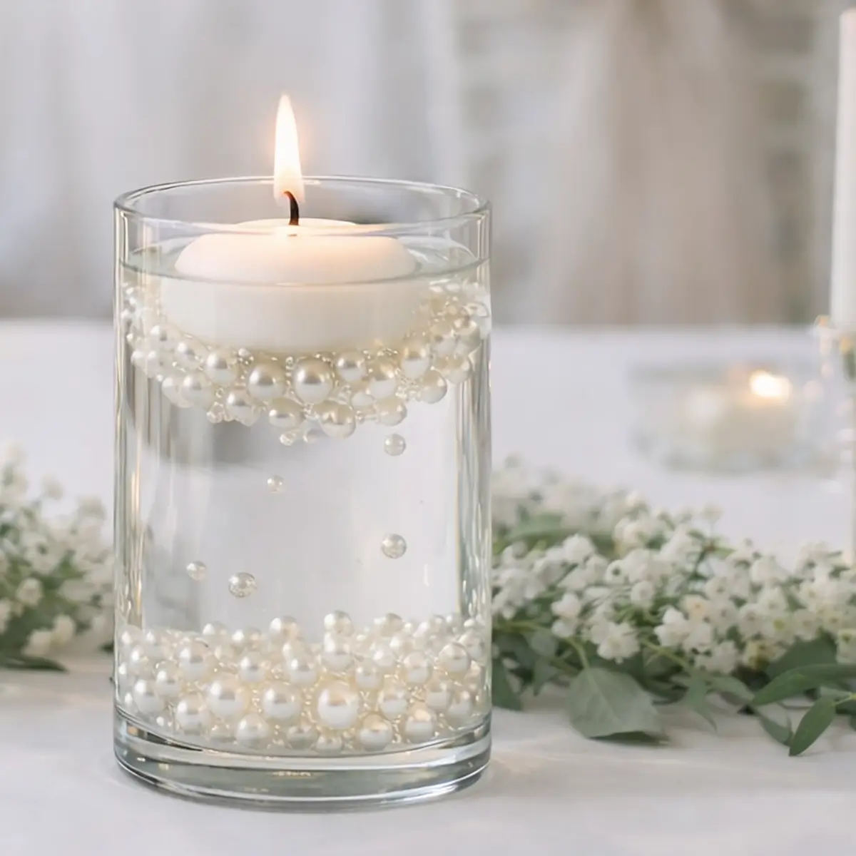 Glas cylinder vase S på bryllupsbord (1) lej Glas cylinder vaser | Dekorationsvasesæt | Sæt med 3 størrelser