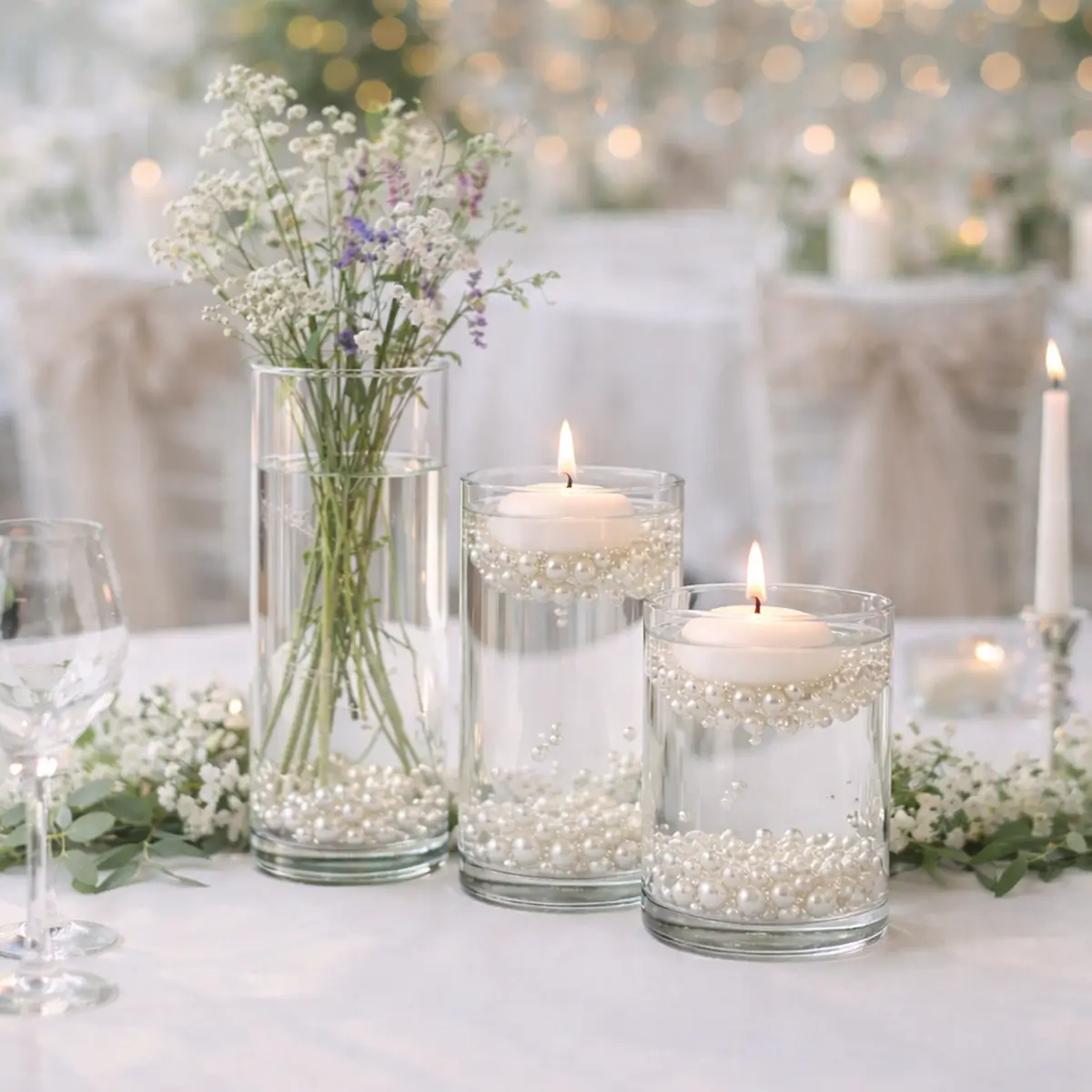 lej Glas cylinder vaser | Dekorationsvasesæt | Sæt med 3 størrelser