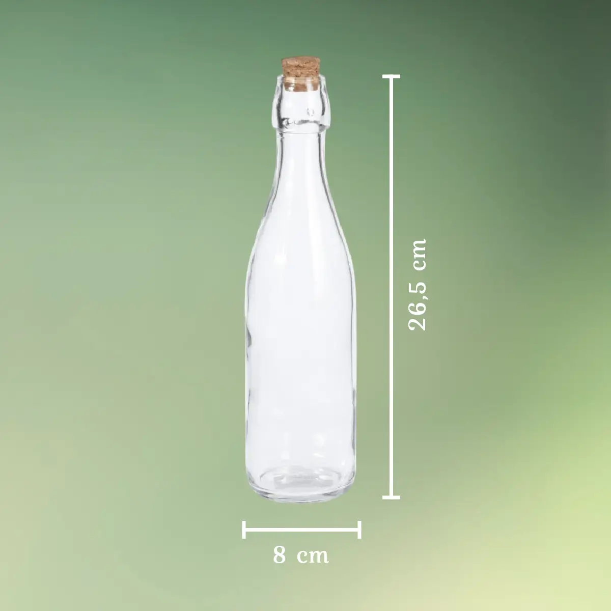 Glasflaske med prop mål (1) glasflaske med korkprop 0,5 l