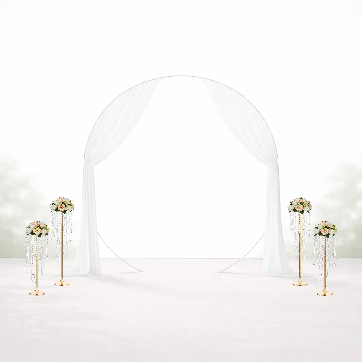 Guld stativer med akryl krystaller med champagne blomsterdeko - 2 L + 2 M