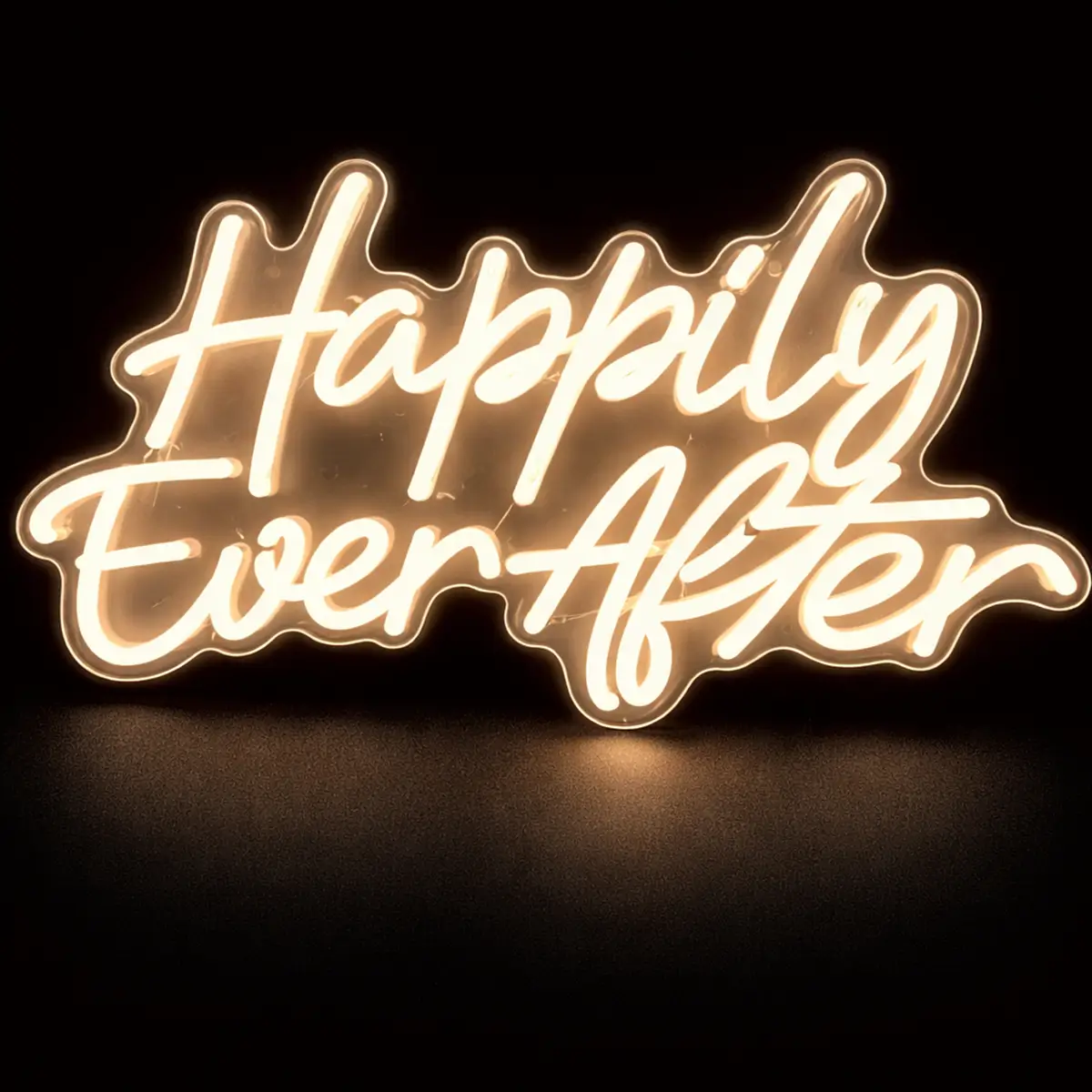Happily ever after LED lysskilt varm hvid (1) lej LED lysskilt | "Happily ever after" | Varm hvid | Dæmpbart neonskilt