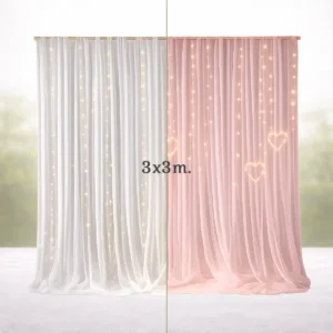 lej Smuk 3 m. backdrop med stof og lys til bryllup, konfirmation, dåb mv.