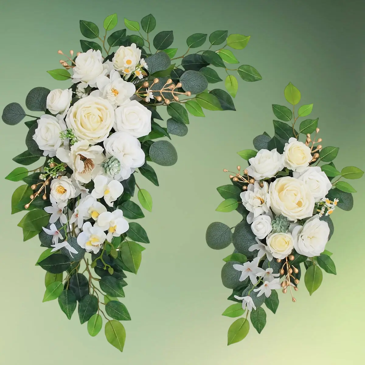 hvide kunstige blomster dekorationer - blomster til vielsesbuer og backdrops - kunstige blomster til velkomstskilt - blomster til bryllup - roser og orkideer