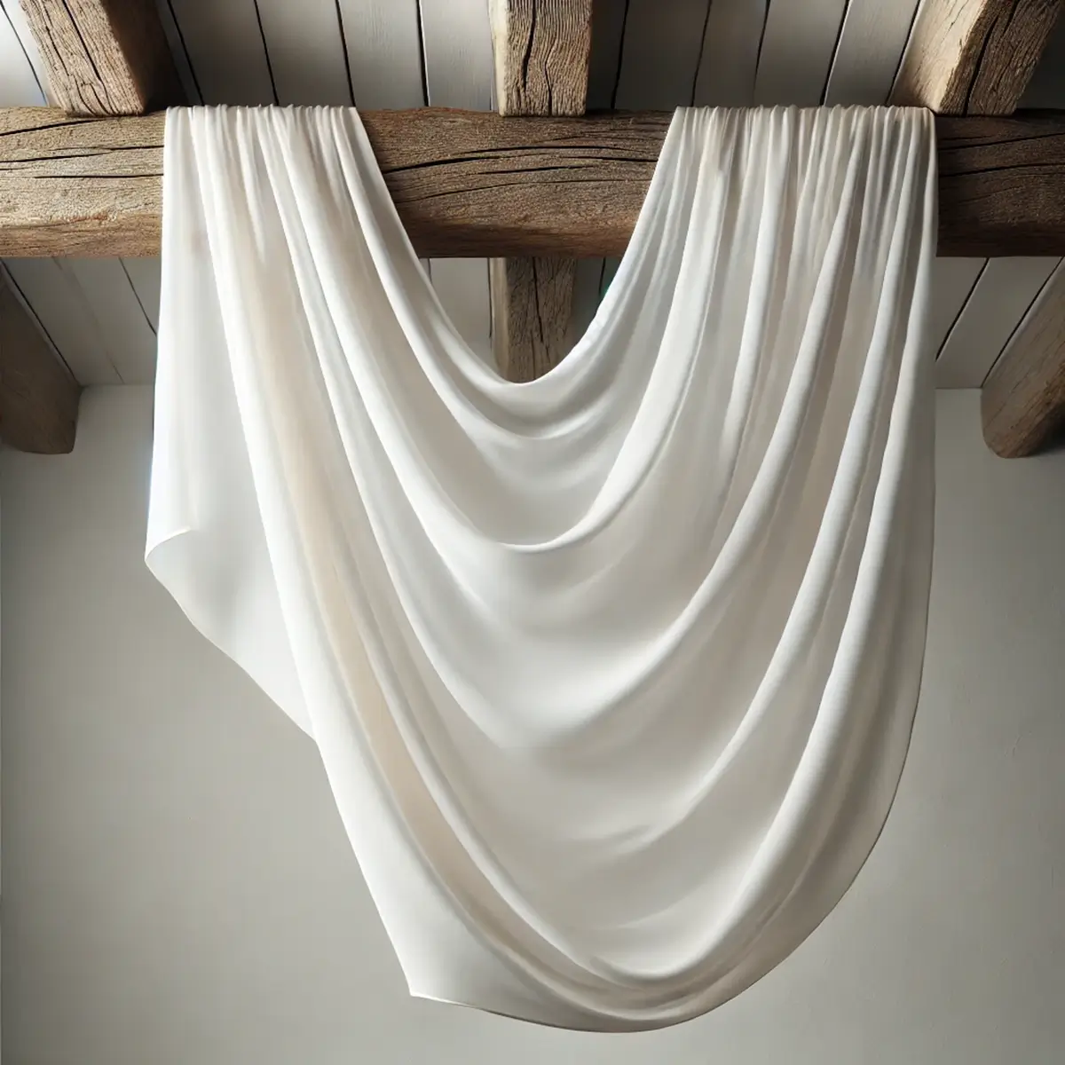 Hvidt Chiffon stof draperet over en bjælke (1) hvidt chiffon stof 160 x 800 cm
