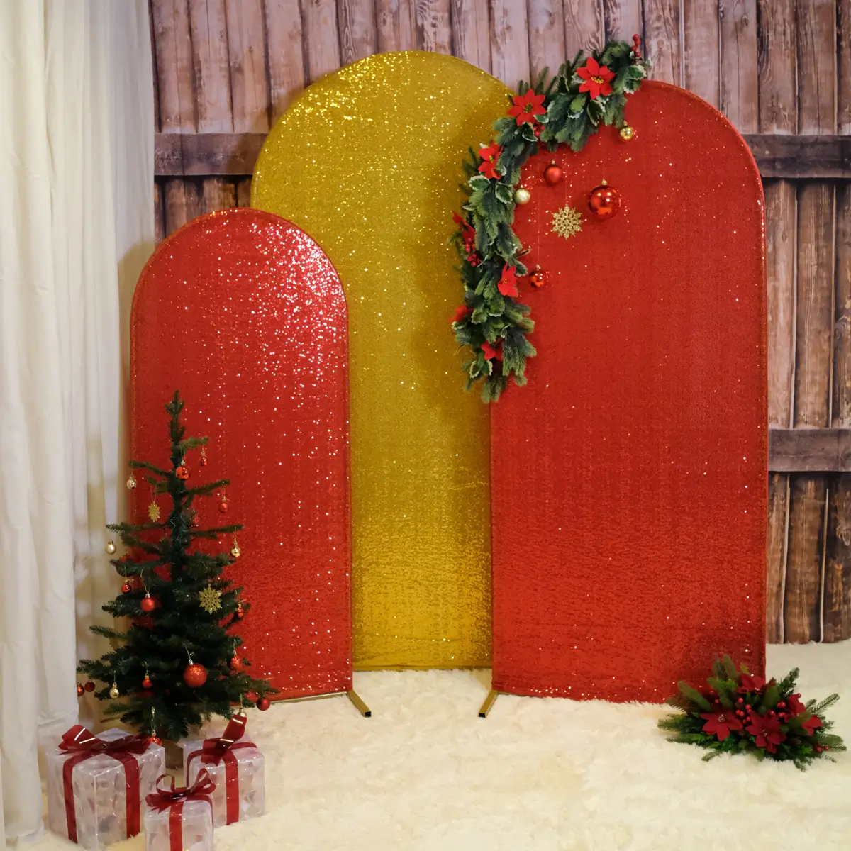 Jule backdrop opsætning - lej pynt til firmajulefrokost