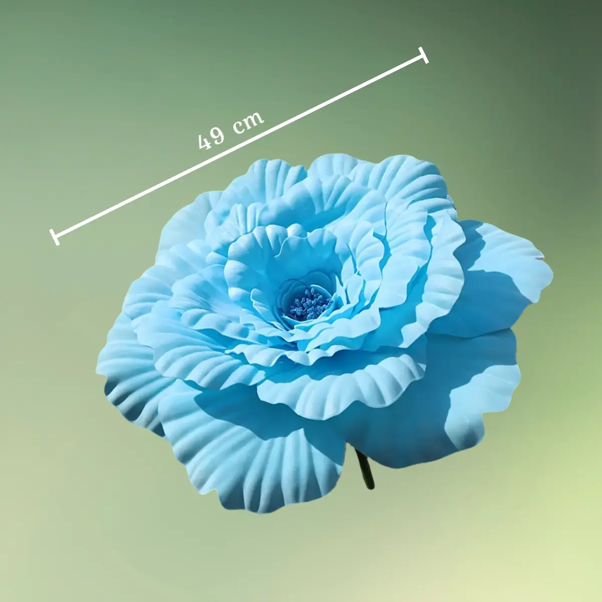 Kæmpe 49.99cm kunstig pæonblomst - blå mål (1) kæmpe pæon blomst 49 cm lyseblå