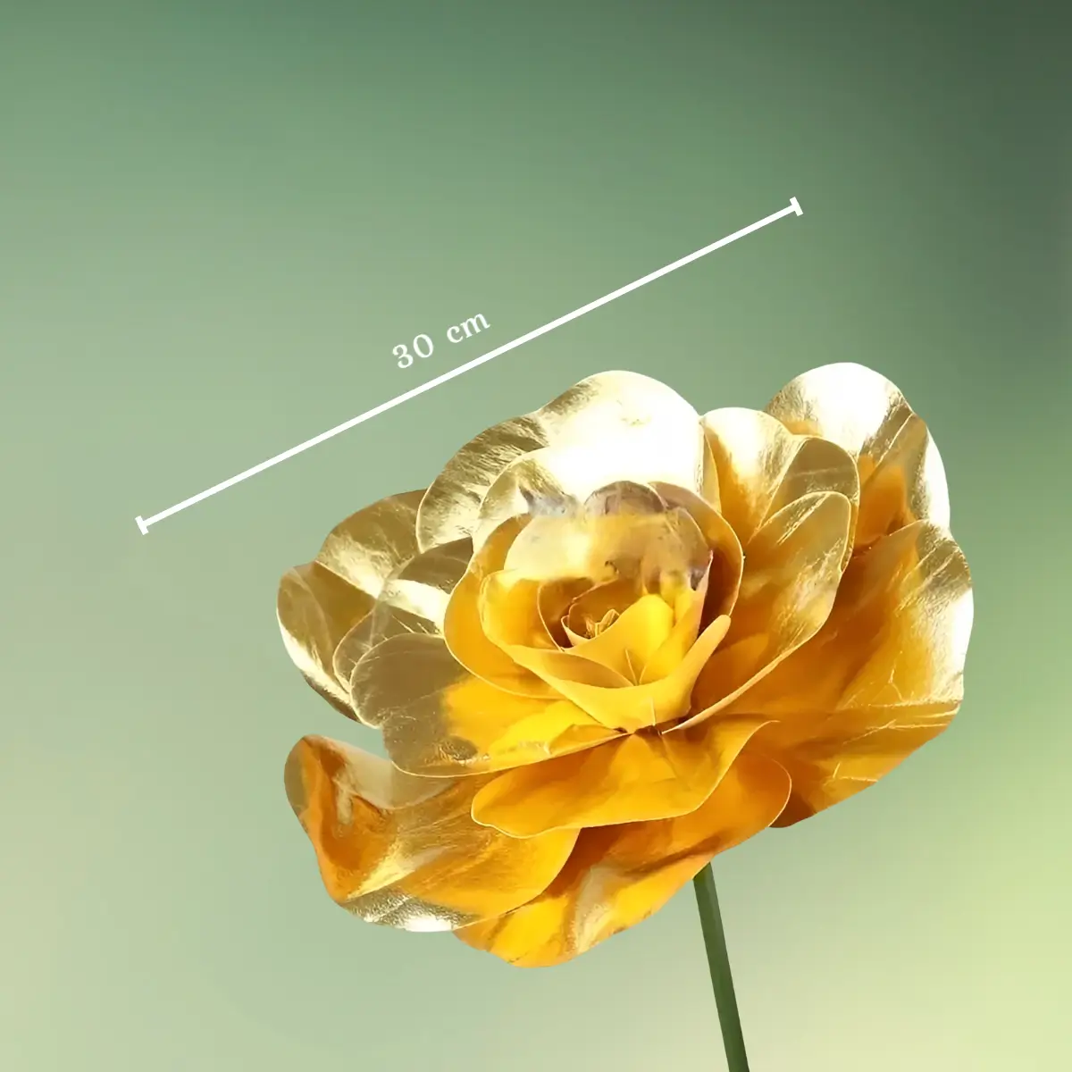 Kæmpe guld pæon blomst 30 cm mål (1) lej Kunstig rose blomst | Kæmpe stor blomst | 30 cm | Guld