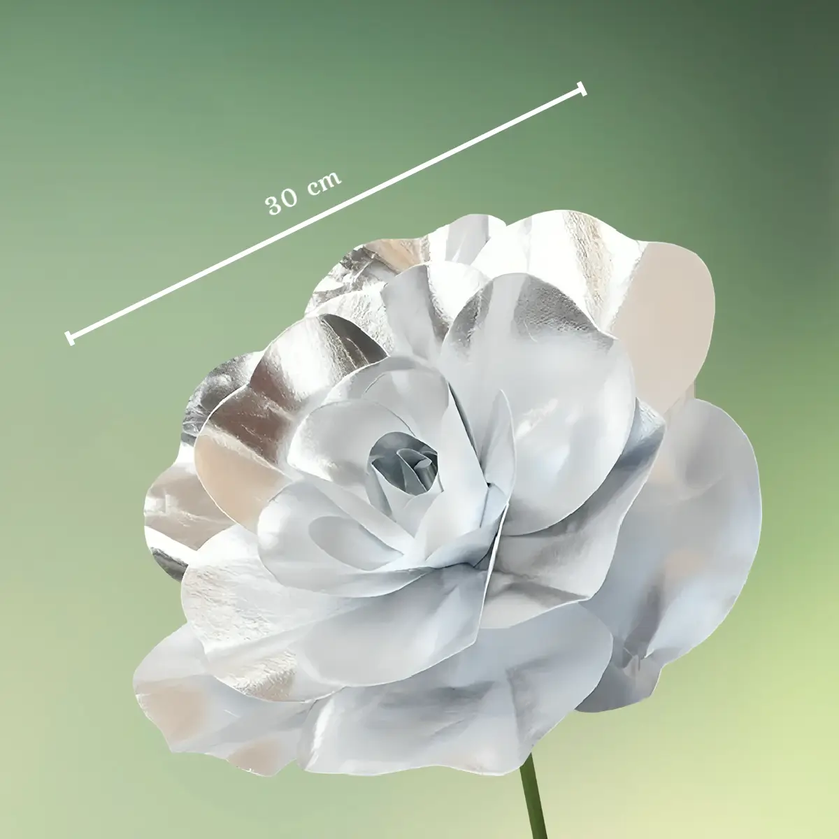 Kæmpe sølv pæon blomst 30 cm mål (1) lej Kunstig rose blomst | Kæmpe stor blomst | 30 cm | Sølv