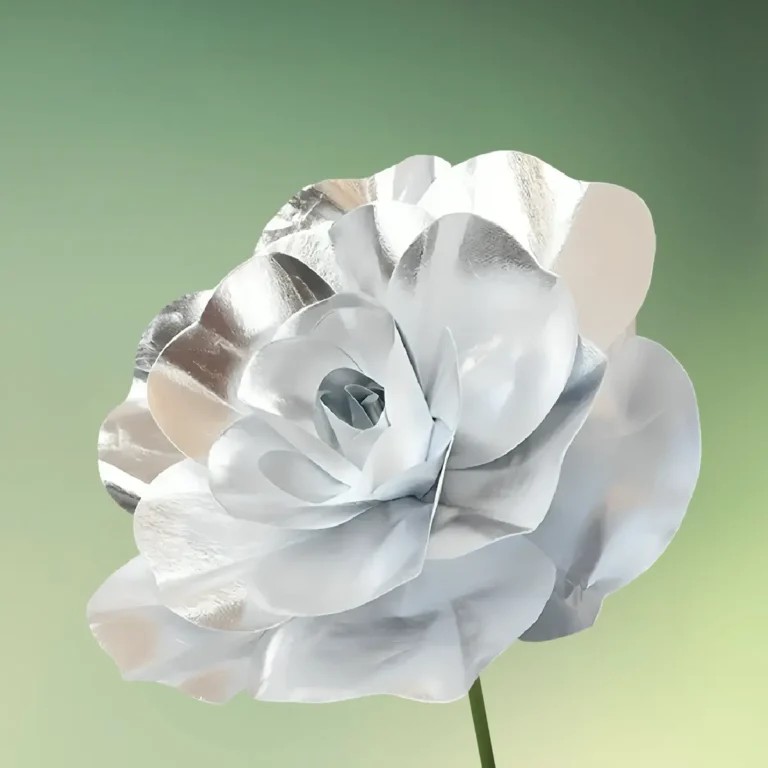 lej Kunstig rose blomst | Kæmpe stor blomst | 50 cm | Sølv