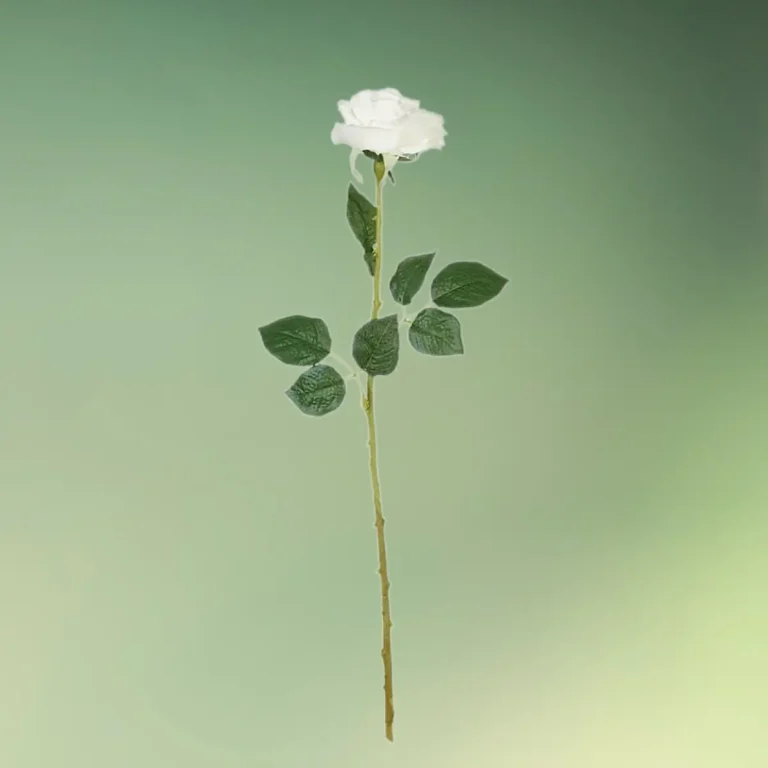 kunstig rose med lang stilk i hvid