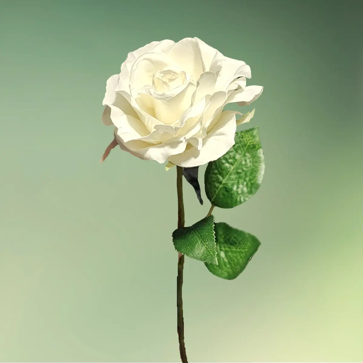 kunstig rose med lang stilk i hvid