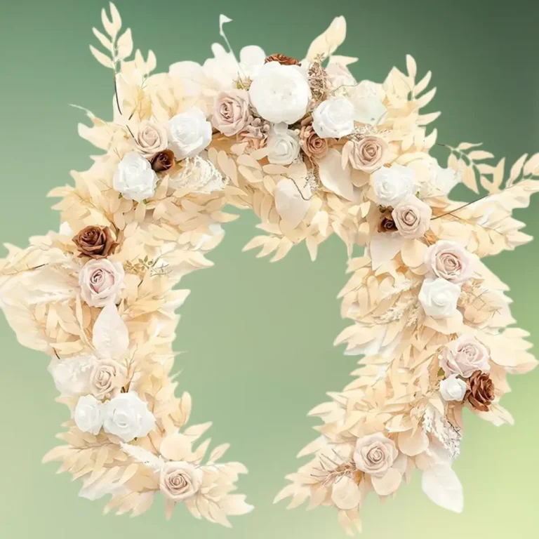Kunstig blomsterranke med pil og blomster - Creme 0,5x1,8 m