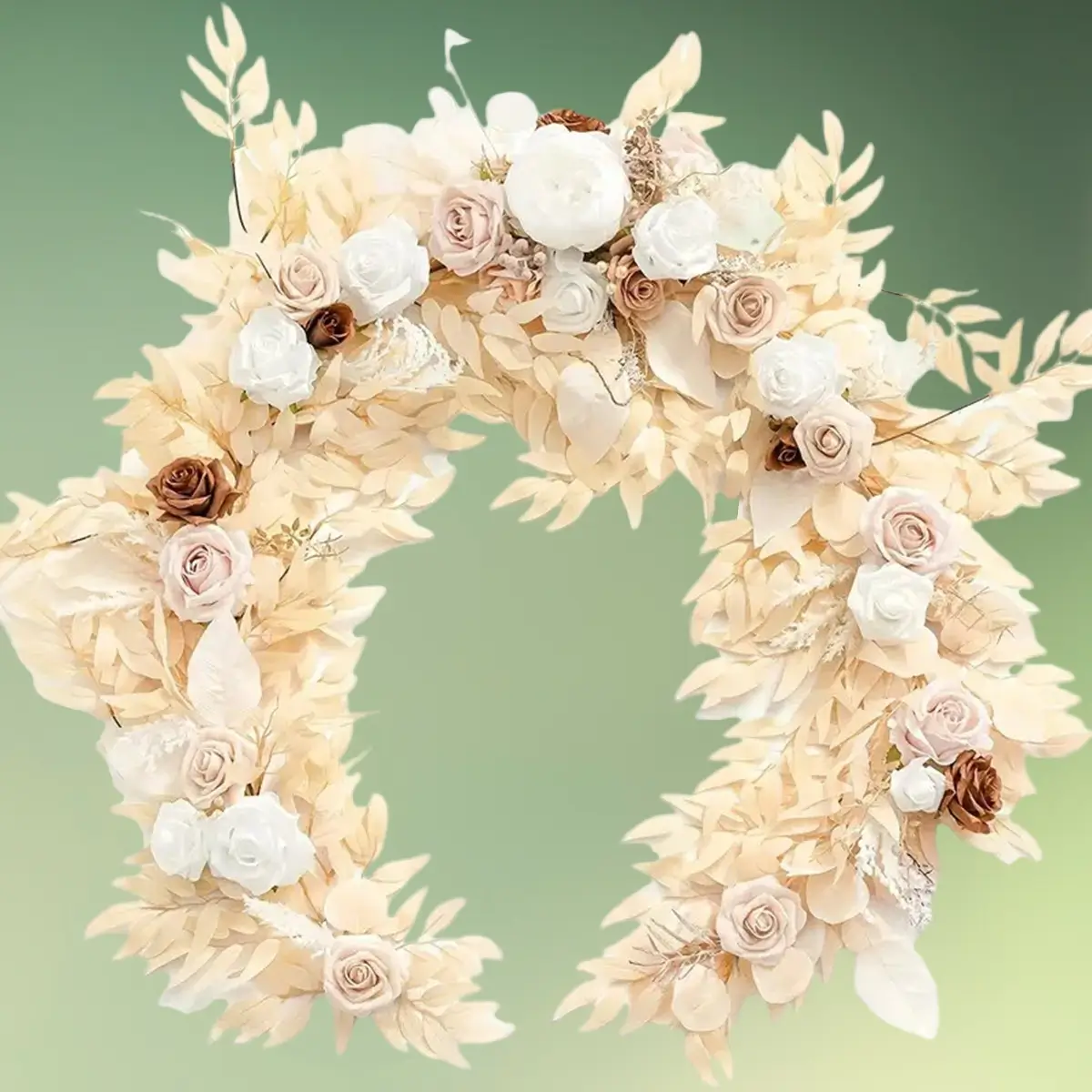 Kunstig blomsterranke med pil og blomster - Creme 0,5x1,8 m