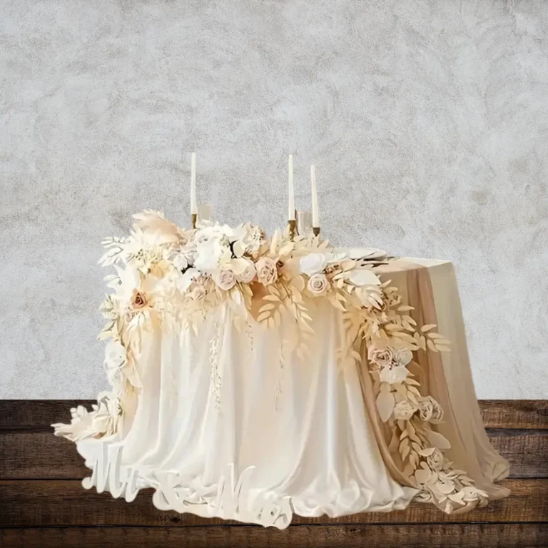 Kunstig blomsterranke med pil og blomster - Creme 0,5x1,8 m