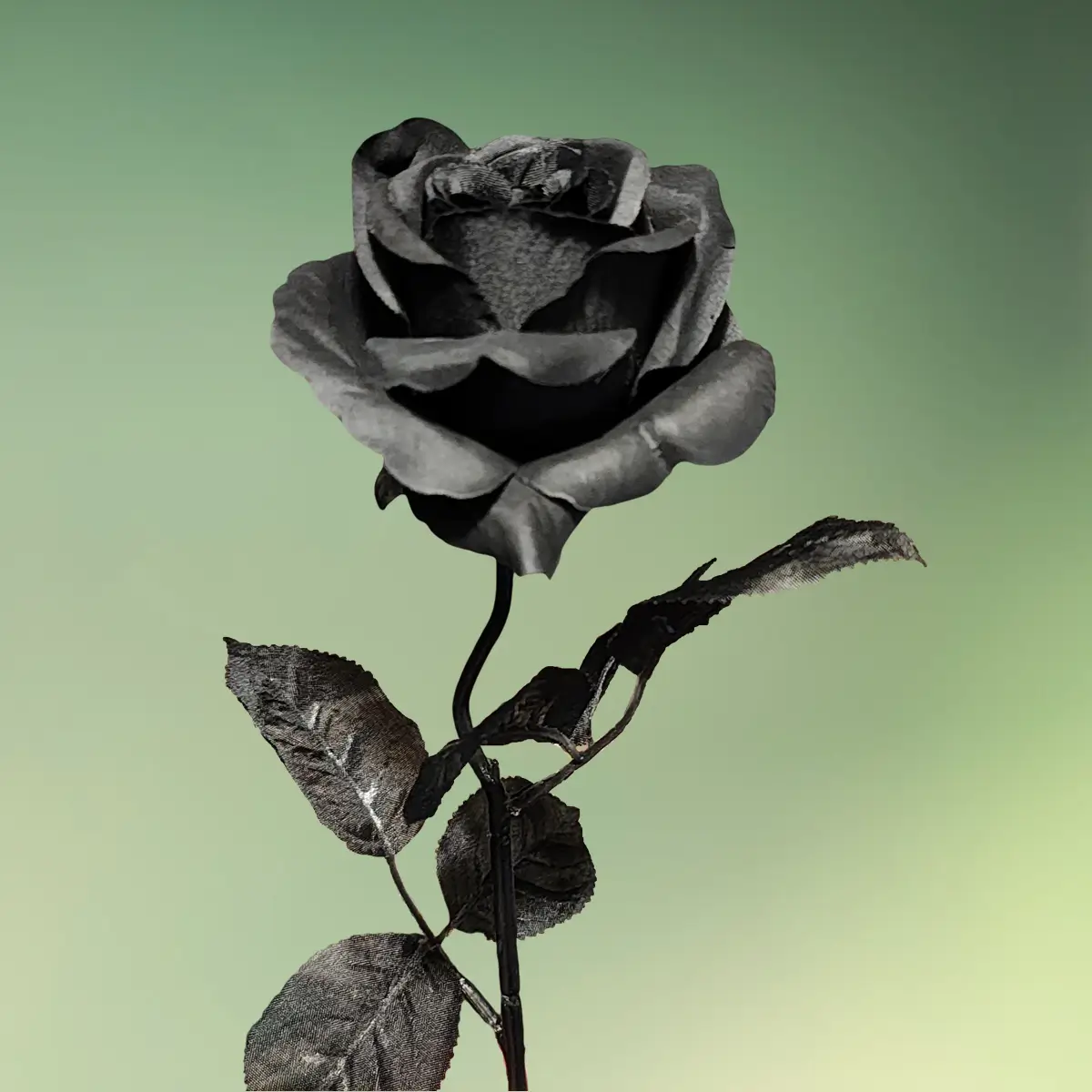 kunstig rose med lang stilk i sort