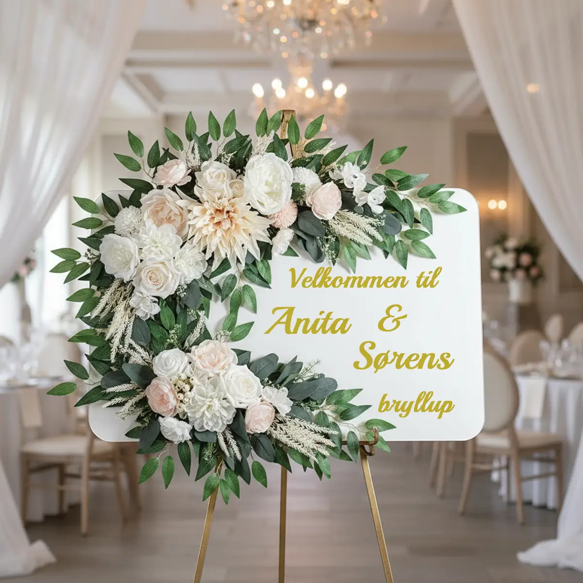 lej Kunstige blomster dekorationer | Blomster til buer og skilte | Soft peach