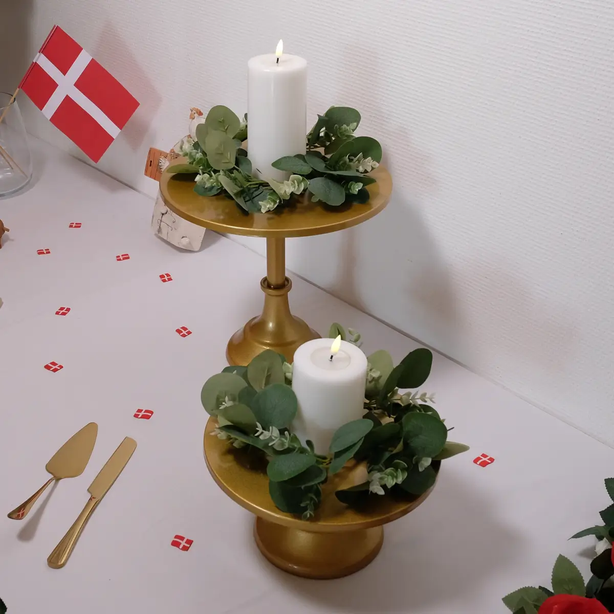 lej Lyskrans til bloklys med eukalyptus blade | Grøn