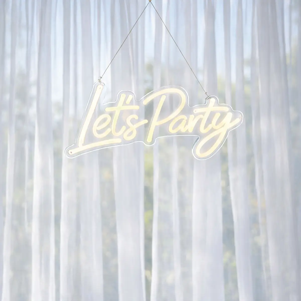 lej LED lysskilt | "Let's party" | Varm hvid | Dæmpbart neonskilt