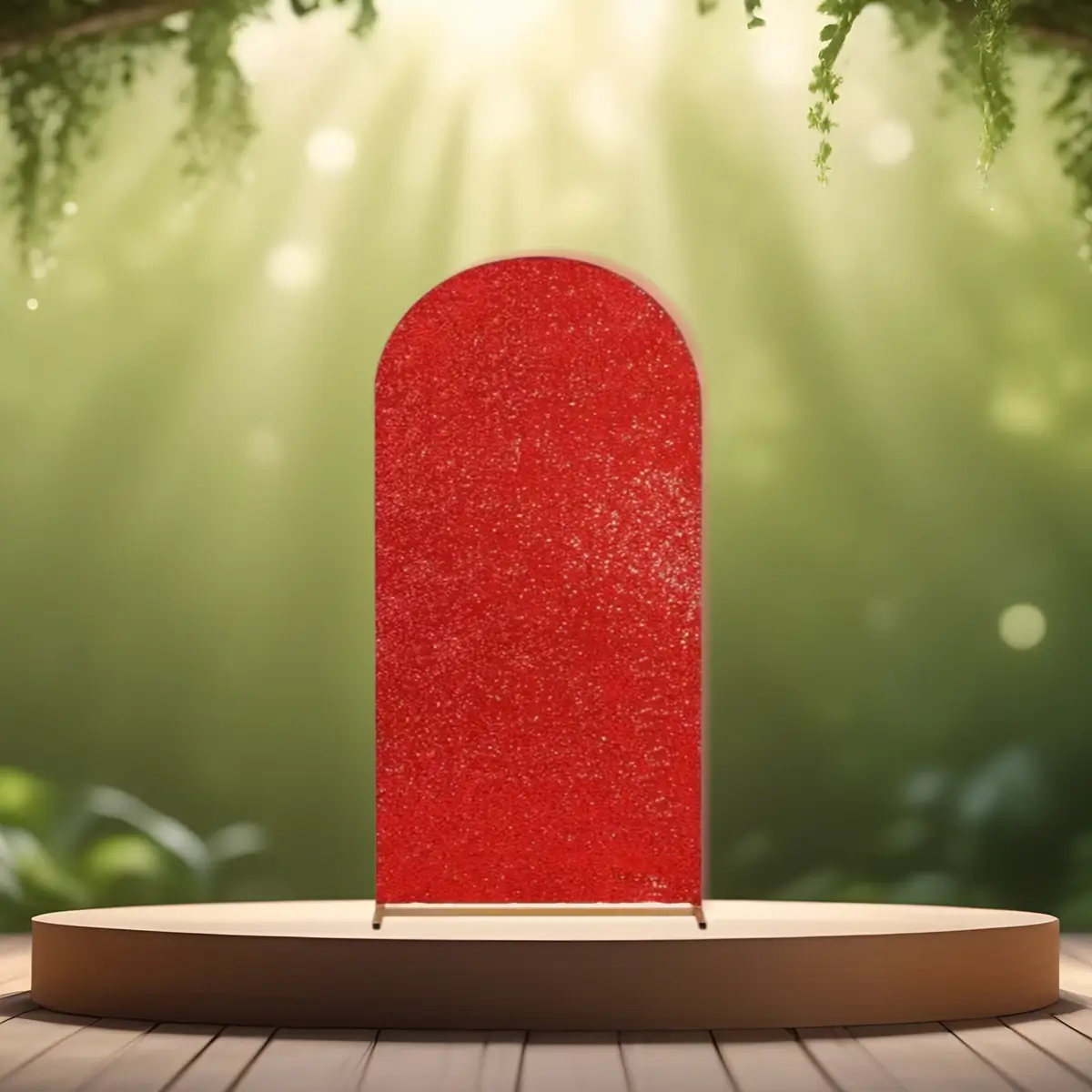 lej Betræk til buet backdrop stativ | Rød med pailletter / rød | Tosidet backdrop overtræk | 1,5 m