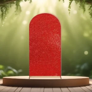 lej Betræk til buet backdrop stativ | Rød med pailletter / rød | Tosidet backdrop overtræk | 1,8 m