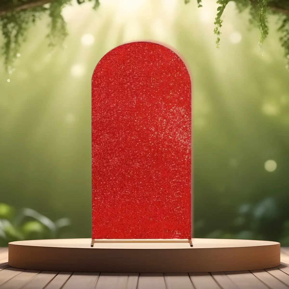 lej Betræk til buet backdrop stativ | Rød med pailletter / rød | Tosidet backdrop overtræk | 1,8 m