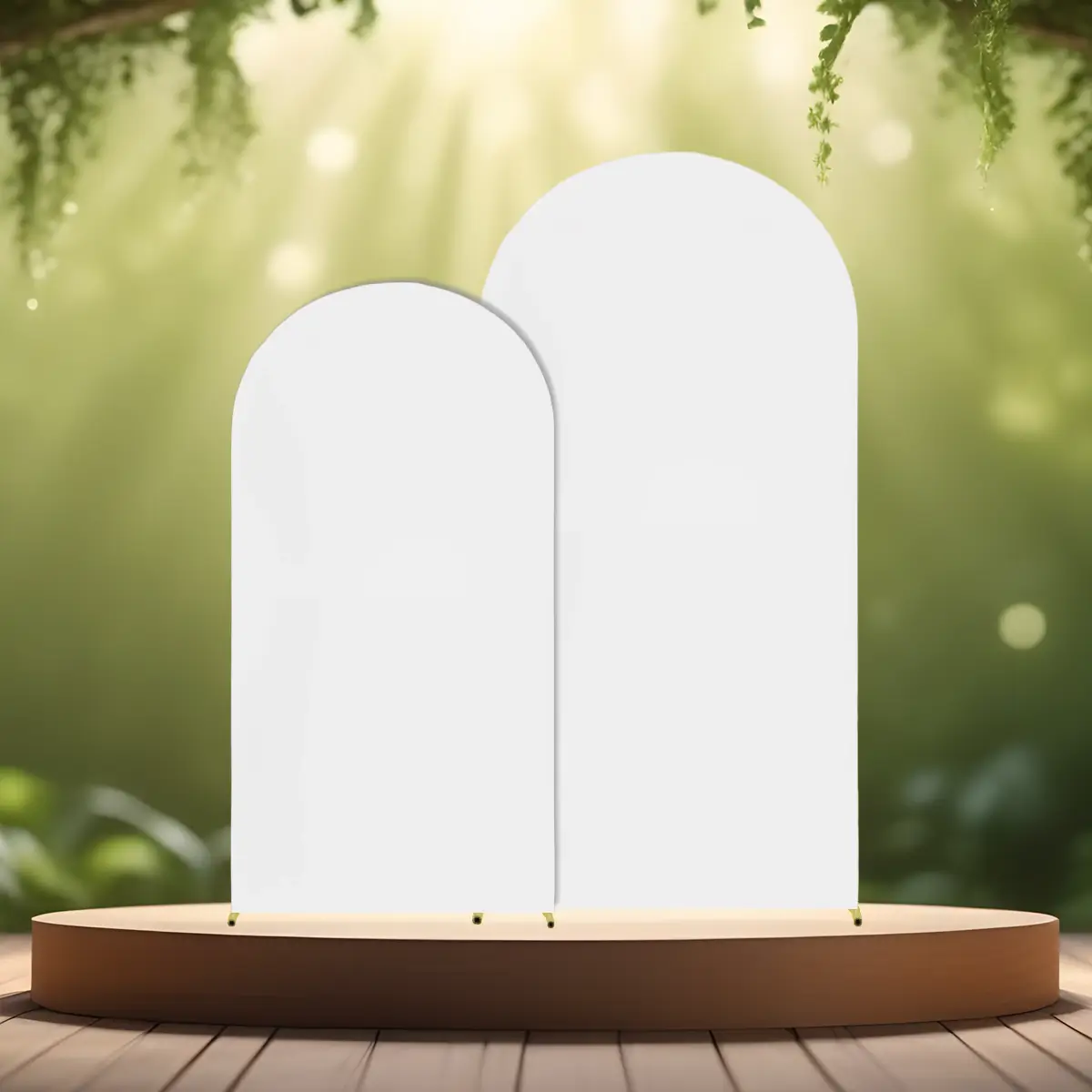 Luksuriøst metallisk ballonbue-sæt guld 1,8 - 1,5 m hvidt betræk podie (1) lej Betræk til buet backdrop stativ | Hvid | Flere str.