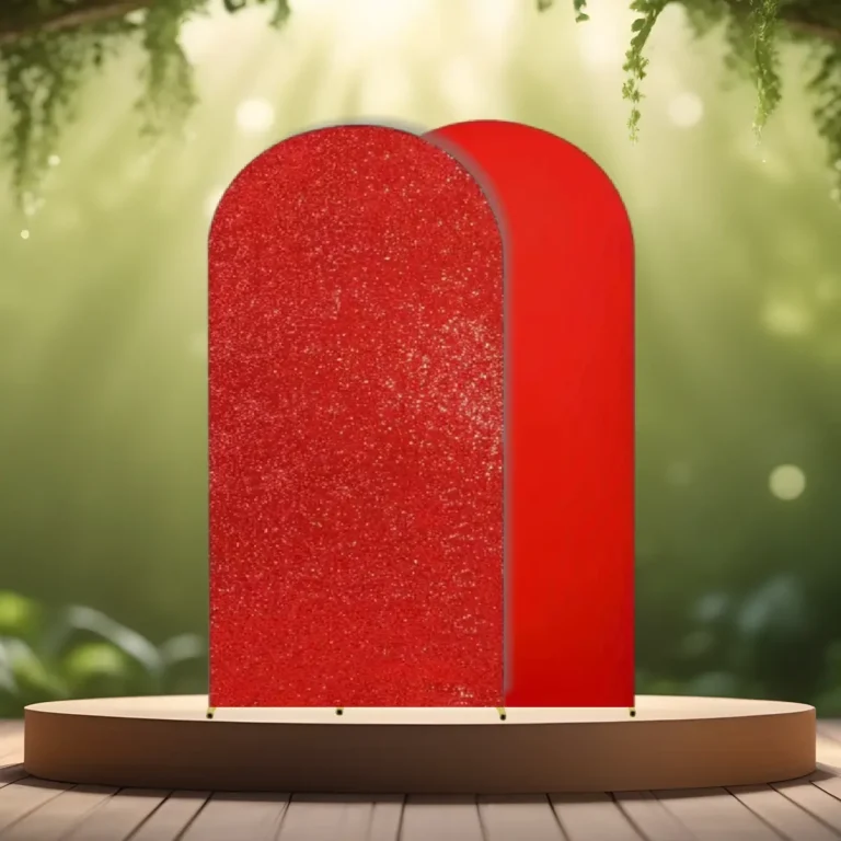 lej Betræk til buet backdrop stativ | Rød med pailletter / rød | Tosidet backdrop overtræk | 1,8 m