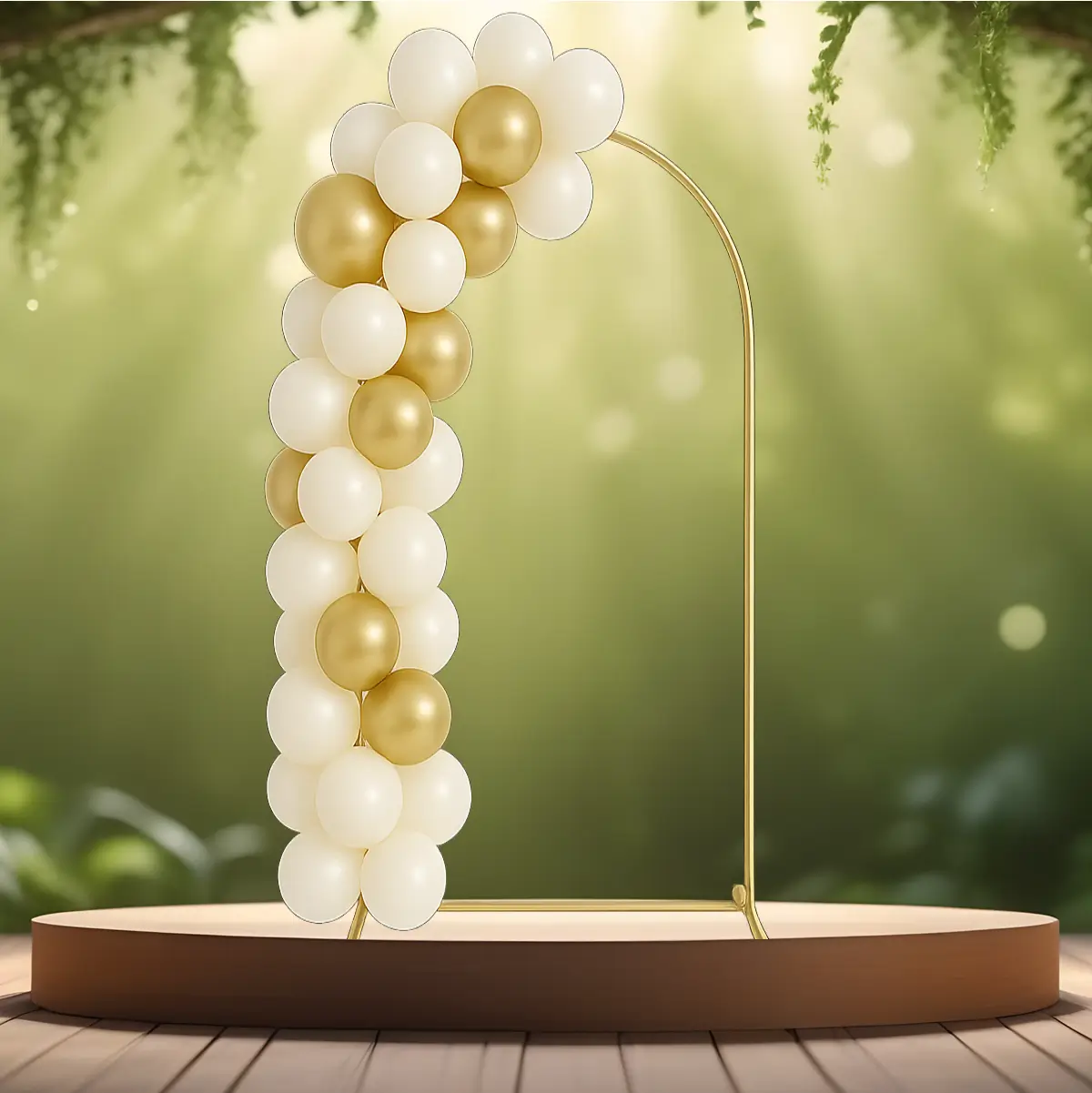 Luksuriøst metallisk ballonbue-sæt guld 1,8 x 0,8 m hvid, creme, guld balloner