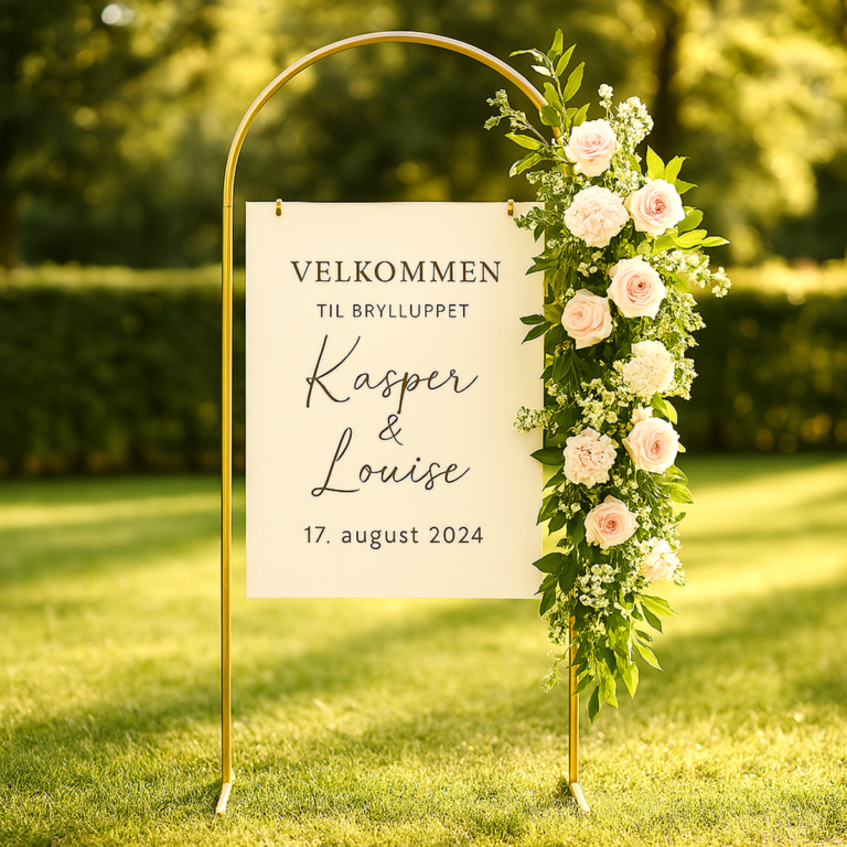 Luksuriøst metallisk ballonbue-sæt guld 1,2 x 0,5 m - velkomstskilt til bryllup - romantisk velkomstskilt