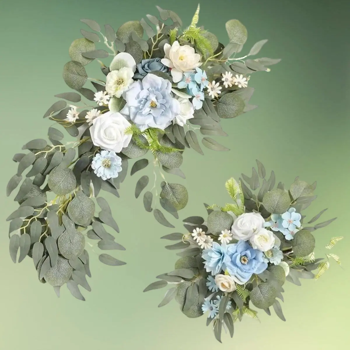 lyseblå kunstige blomster dekorationer - blomster til vielsesbuer og backdrops - kunstige blomster til velkomstskilt - blomster til bryllup