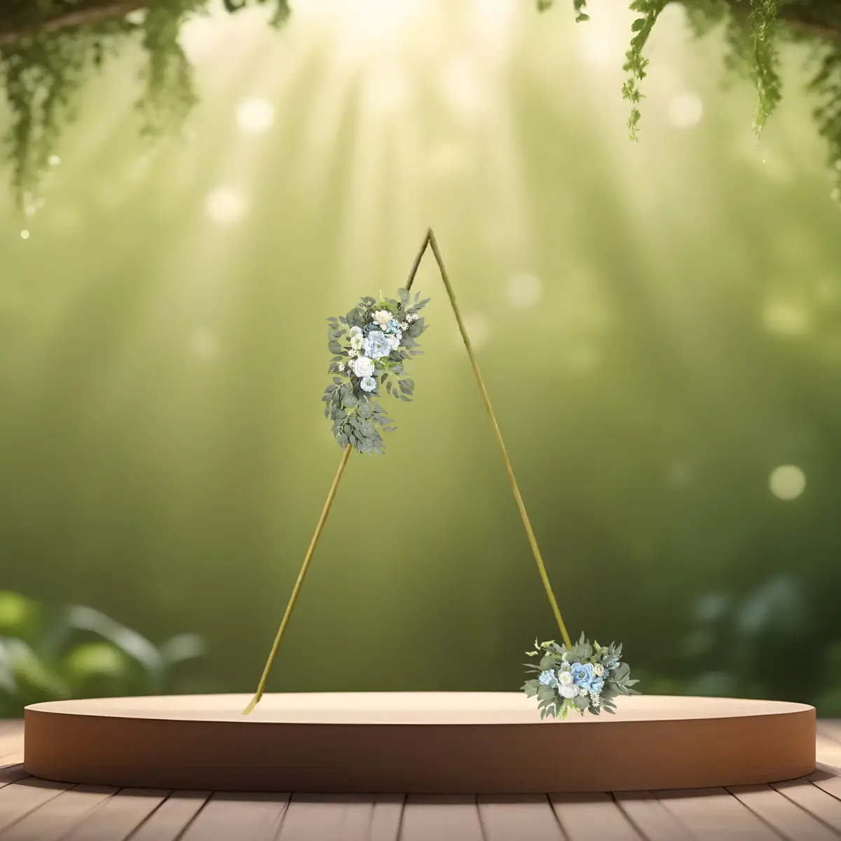 lyseblå kunstige blomster dekorationer - blomster til vielsesbuer og backdrops - kunstige blomster til velkomstskilt - blomster til bryllup - trekantet vielsesbue