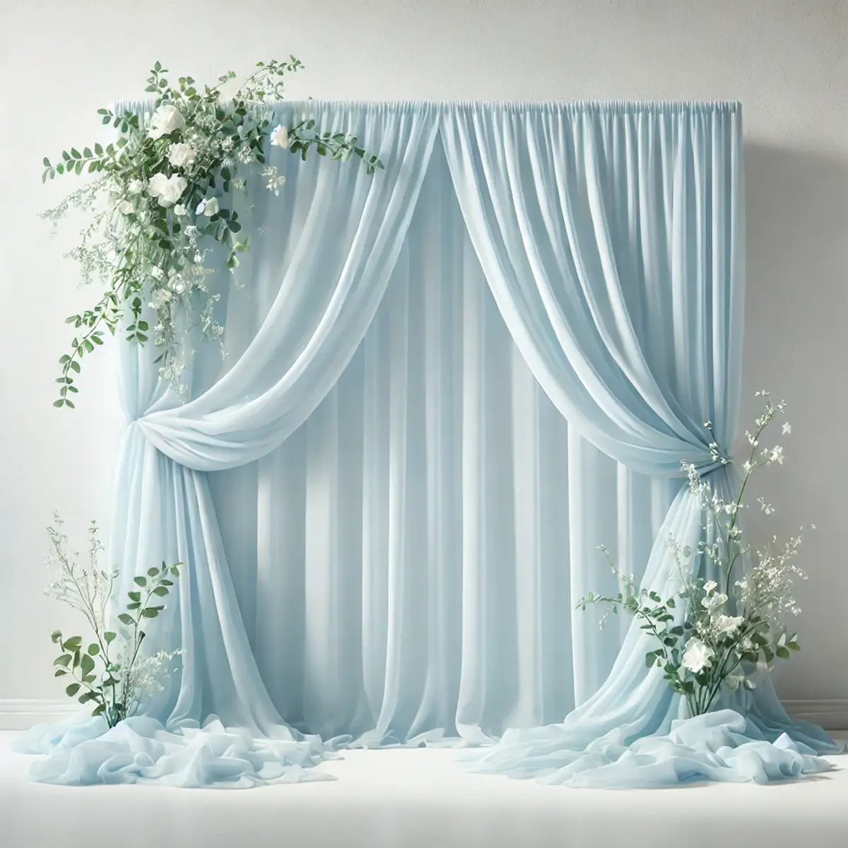 Lyseblåt chiffon stof på vielsesbue