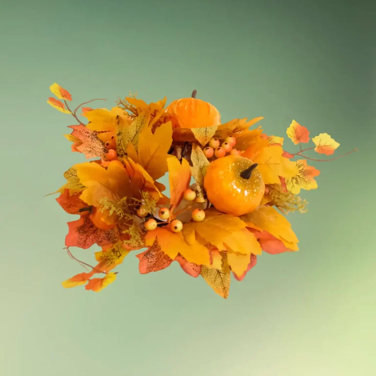 lej Lyskrans med efterårsblade og græskar | Efterårs krans til bloklys