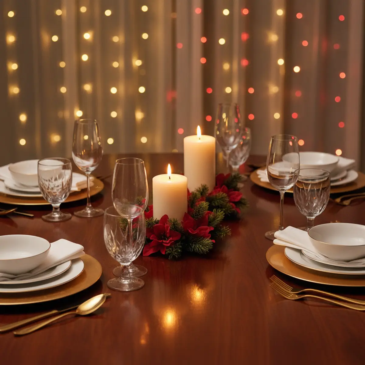 lej Lyskrans med røde julestjerner og gran | Jule krans til lys