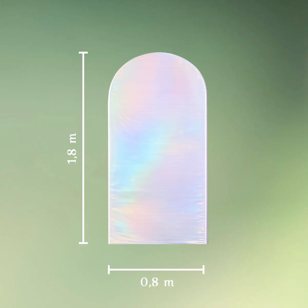 Metallisk buebetræk med skiftende farve mål (1) lej Betræk til buet backdrop stativ | Metallisk multifarvet | L | 1,8 x 0,8 m