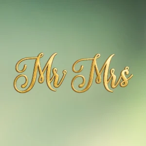 lej Mr og Mrs skilte i guldfarvet træ | Stoleskilte, pynt mv.