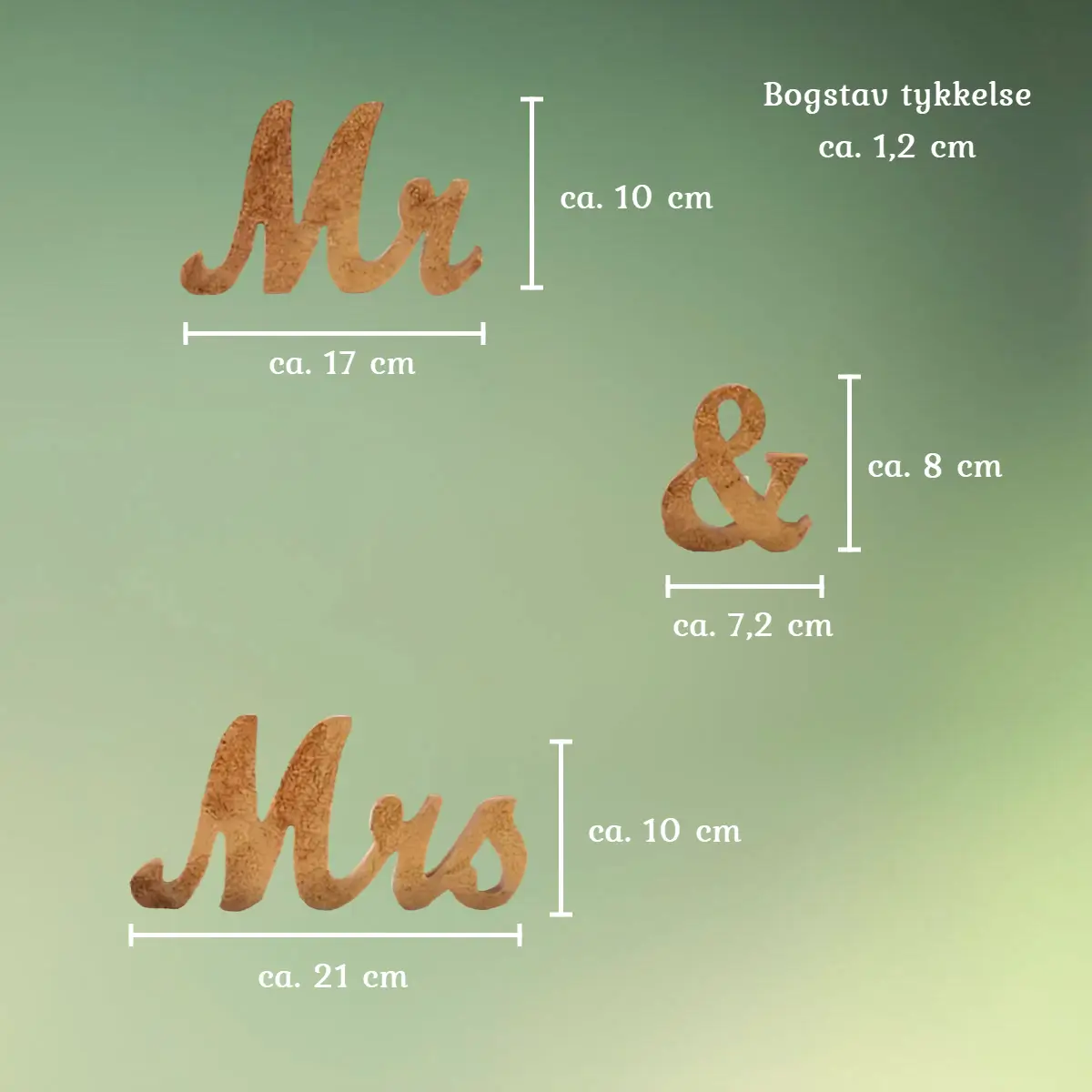 Mr and Mrs træskilt mål (1) lej Mr & Mrs træskilt | Mr and Mrs | Træ skilt til bryllup