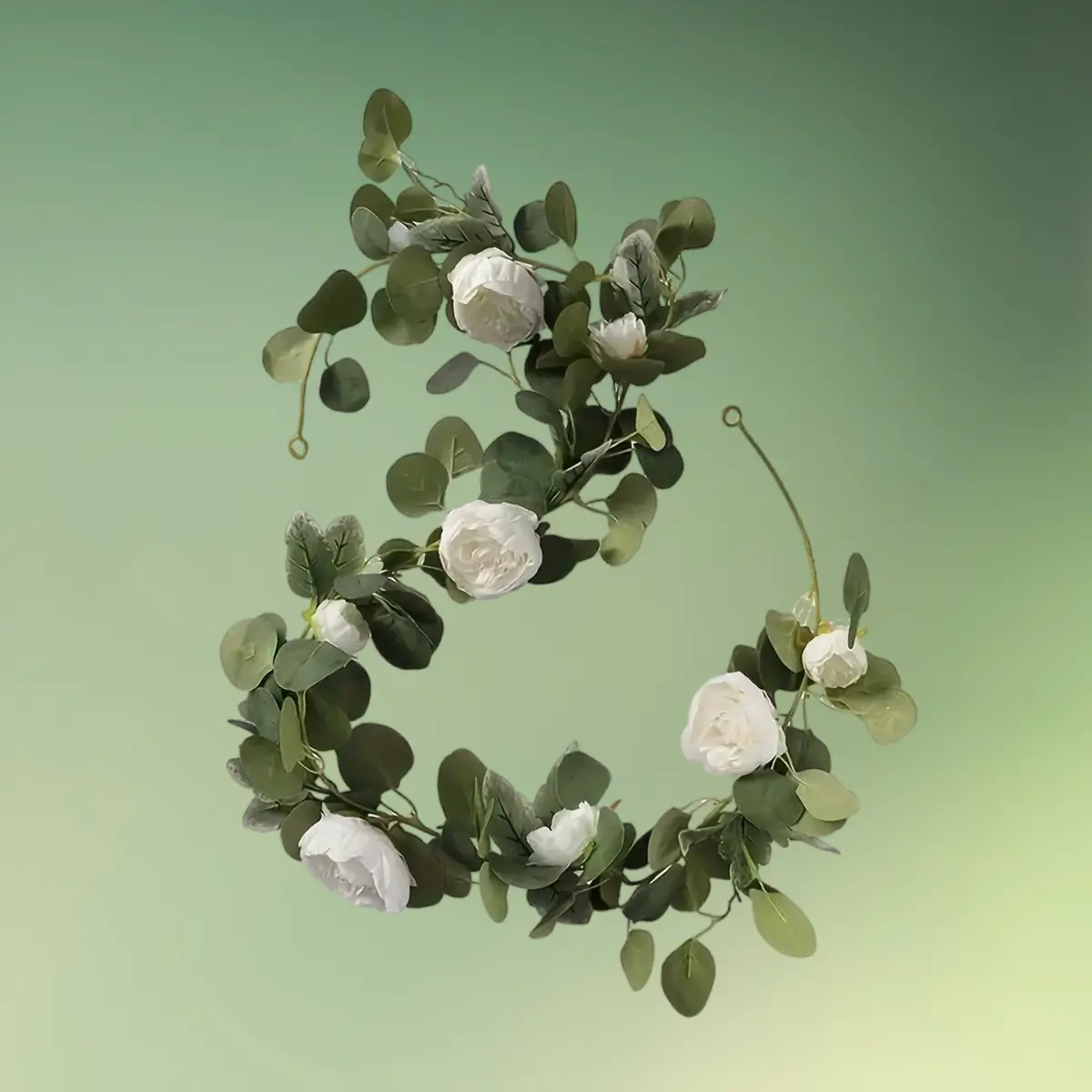 lej Kunstig blomsterranke med pæoner | Hvid | 1,8 m